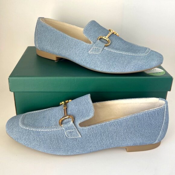 Paul Green Jean Loafers Denim Leather Flats Women Size 9.5 - Picture 1 of 8